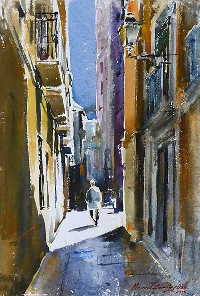 Real street. watercolor 18