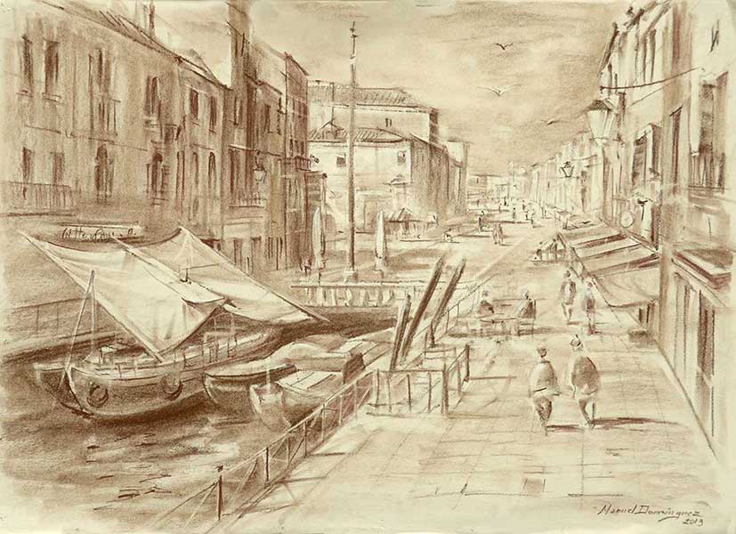 Venecia. dibujo de Manuel Domínguez