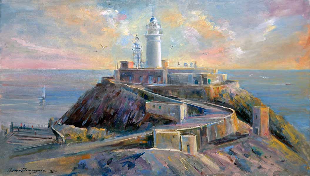 Faro de Cabo de Gata pintura al óleo de Manuel Domínguez