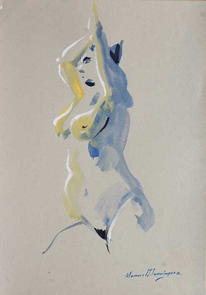 Desnudo femenino. Dibujo a pastel de Manuel Domínguez