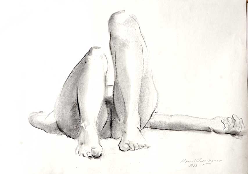 Desnudo de mujer. Dibujo a grafito de Manuel Domínguez