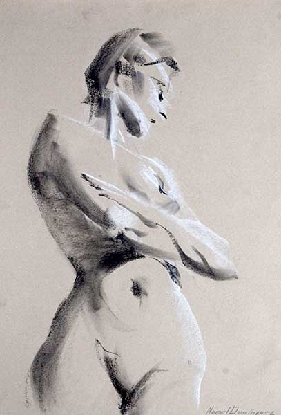 Desnudo femenino al  óleo. Mujer tendida 