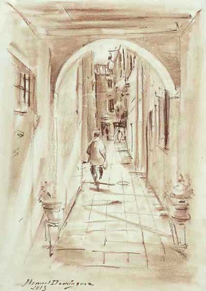 Venice alley-sepia drawing by Manuel Domínguez
Venice alley-sepia drawing by Manuel Domínguez