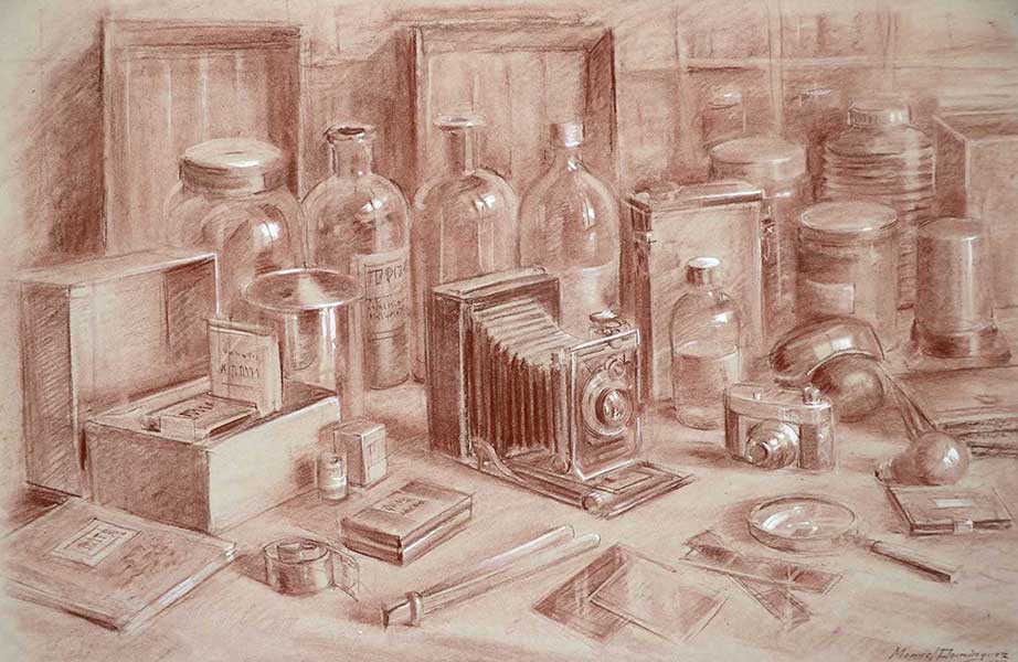 Laboratorio. Dibujo de Manuel Domínguez