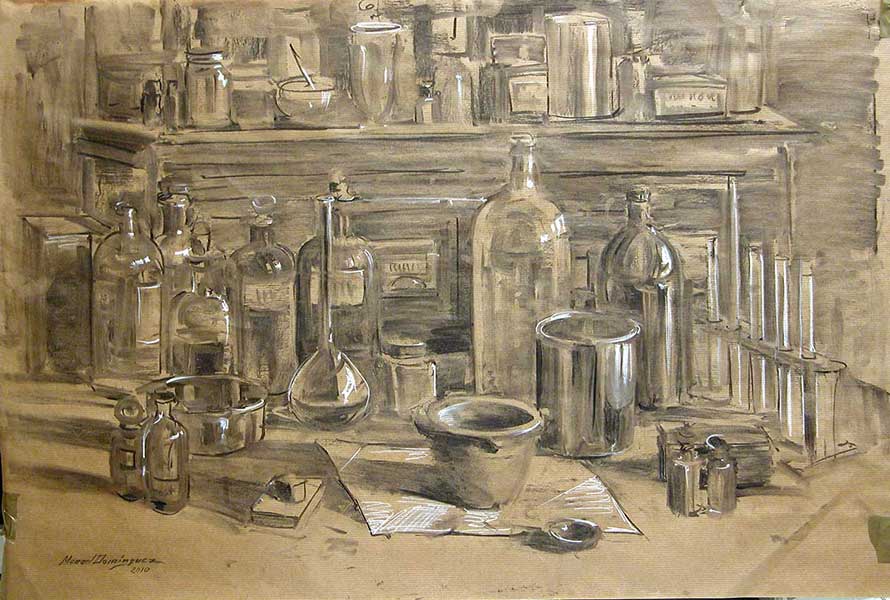 Laboratory. Drawing by Manuel Domínguez