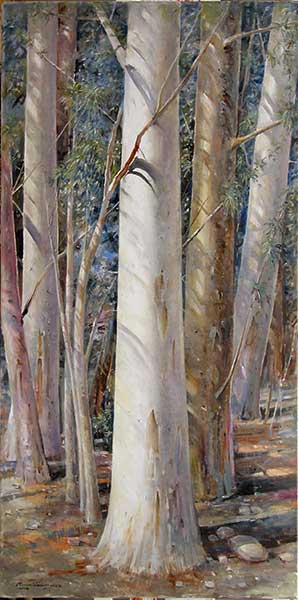 Bosque de Eucaliptos, pintura al óleo de Manuel Domínguez